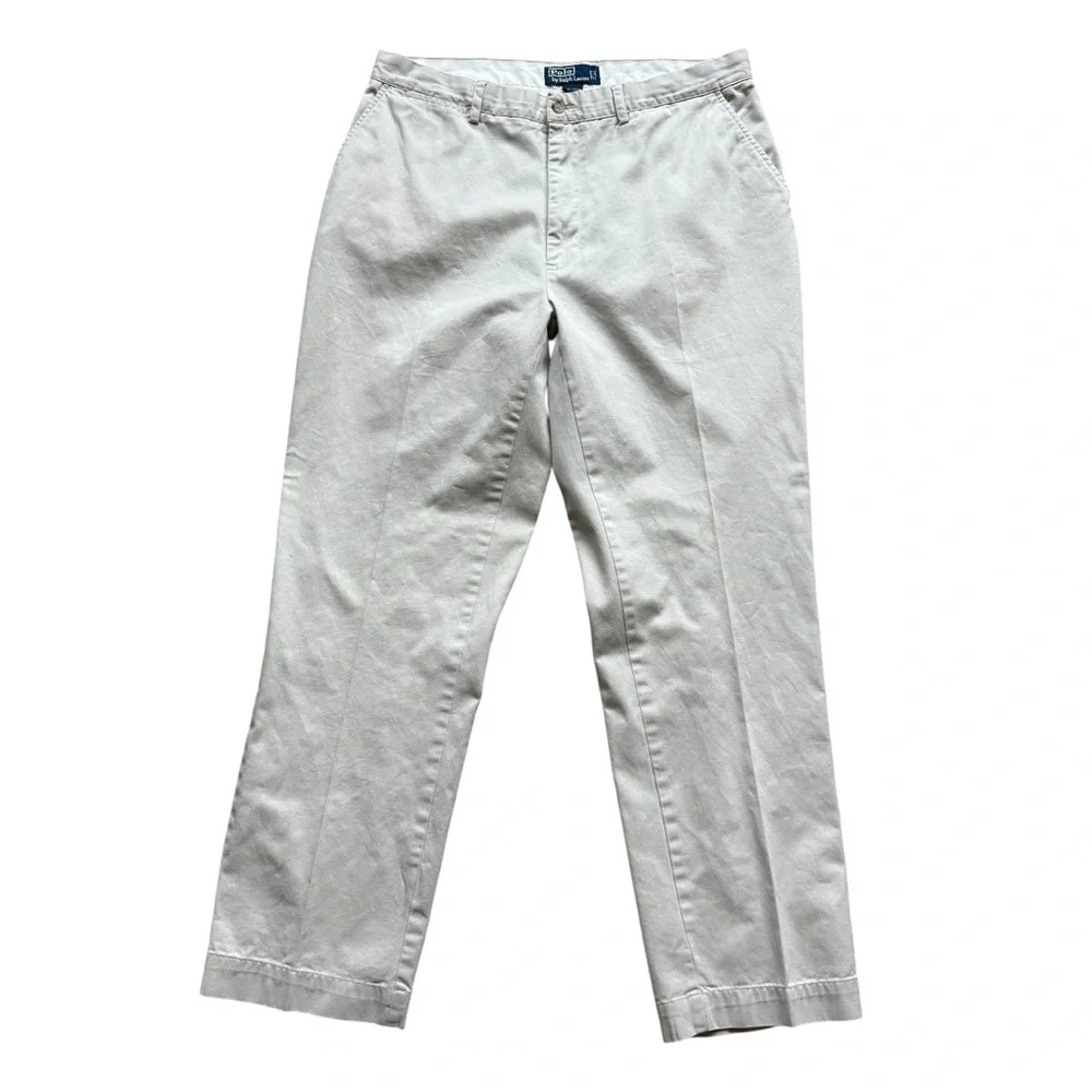 VTG Y2K Polo Ralph Lauren Chino Pants Mens 36x32 Beige Straight Leg Classic Fit